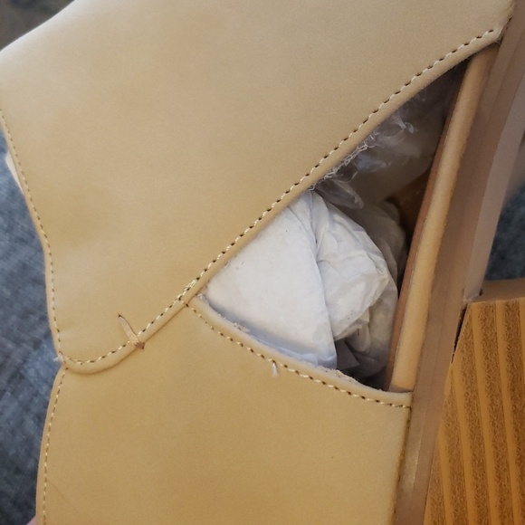 Coutgo Cut Out Chunky Block Heel Faux Suede Side Zipper Ankle Boots Tan Size 10 - Picture 9 of 10